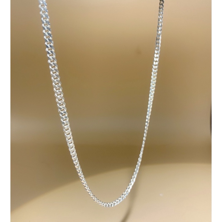 Dây chuyền bạc nam H.A.S kiểu dáng cuban trơn cá tính 45- 50cm - Vòng cổ bạc thời trang