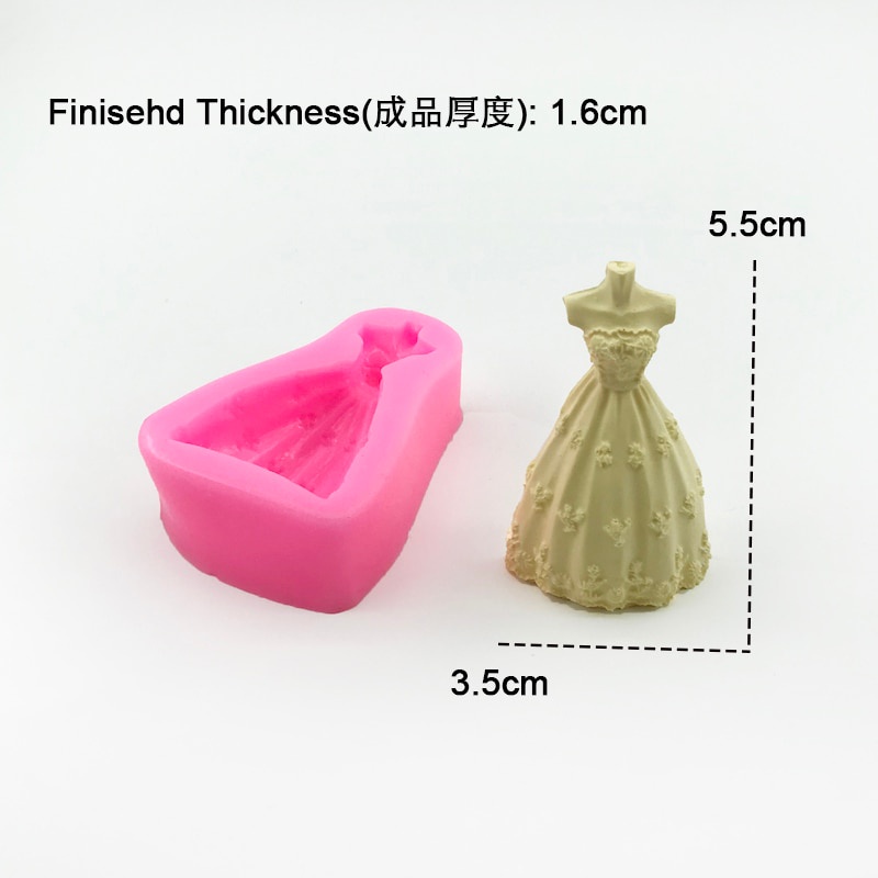 Khuôn Silicone Tạo Hình Trang Trí Bánh Kem Hình Váy Cưới Lâu Đài 3D DIY
