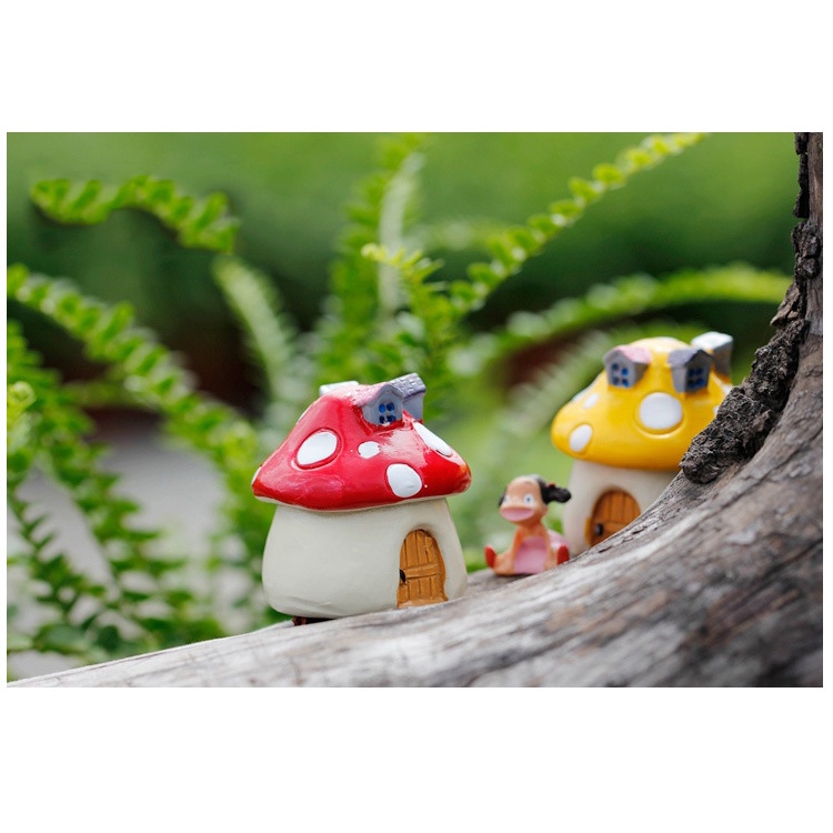 Nhà nấm mô hình mini trang trí terrarium, sen đá, tiểu cảnh 1,5x1,6cm