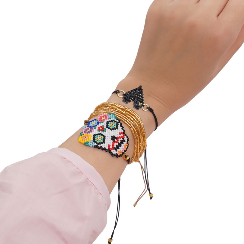 Vòng Tay Dây Bện Gắn Hạt Hình Trái Tim Có Thể Điều Chỉnh Cho Cặp Đôi