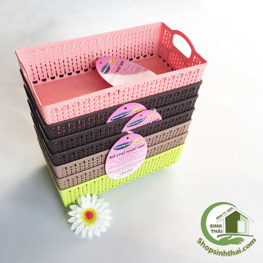 Rổ nhựa đựng mỹ phẩm, đồ đạc - rổ chữ nhật nhí 20cm x 10cm x 7cm - giao màu ngẫu nhiên