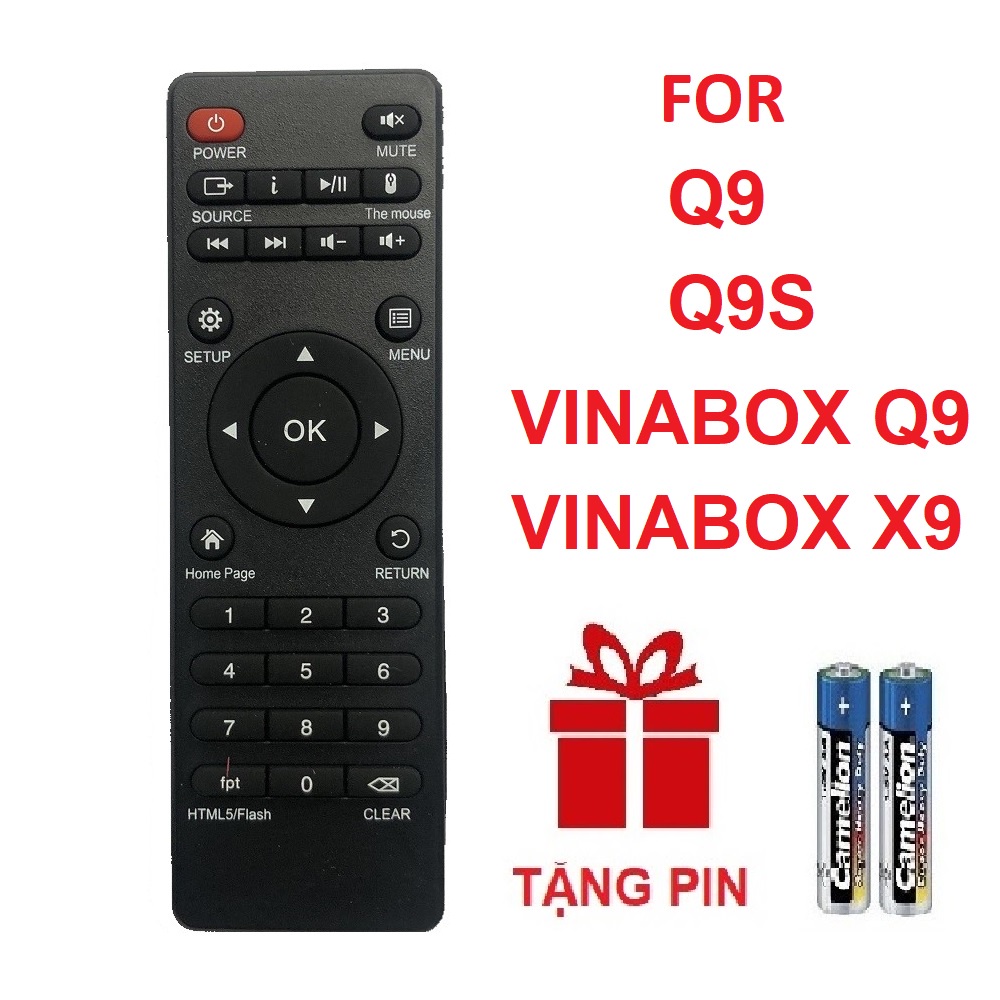 Remote điều khiển ANDROID TV BOX Q9 Q9S VINABOX Q9 X9 TIVI BOX (HÀNG XỊN - Tặng pin)