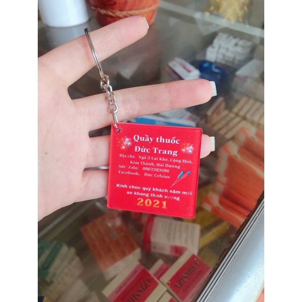 Móc khoá mica in 2 mặt