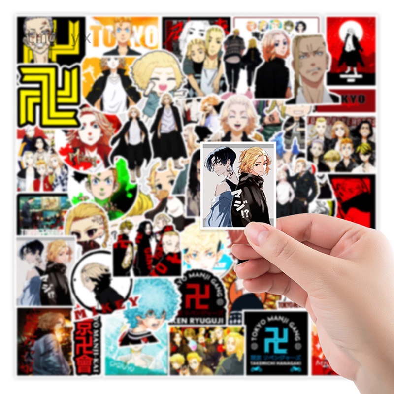 Bộ 50 miếng dán hoạt hình tokyo ghoul bằng PVC chống thấm nước trang trí laptop/vali/xe hơi