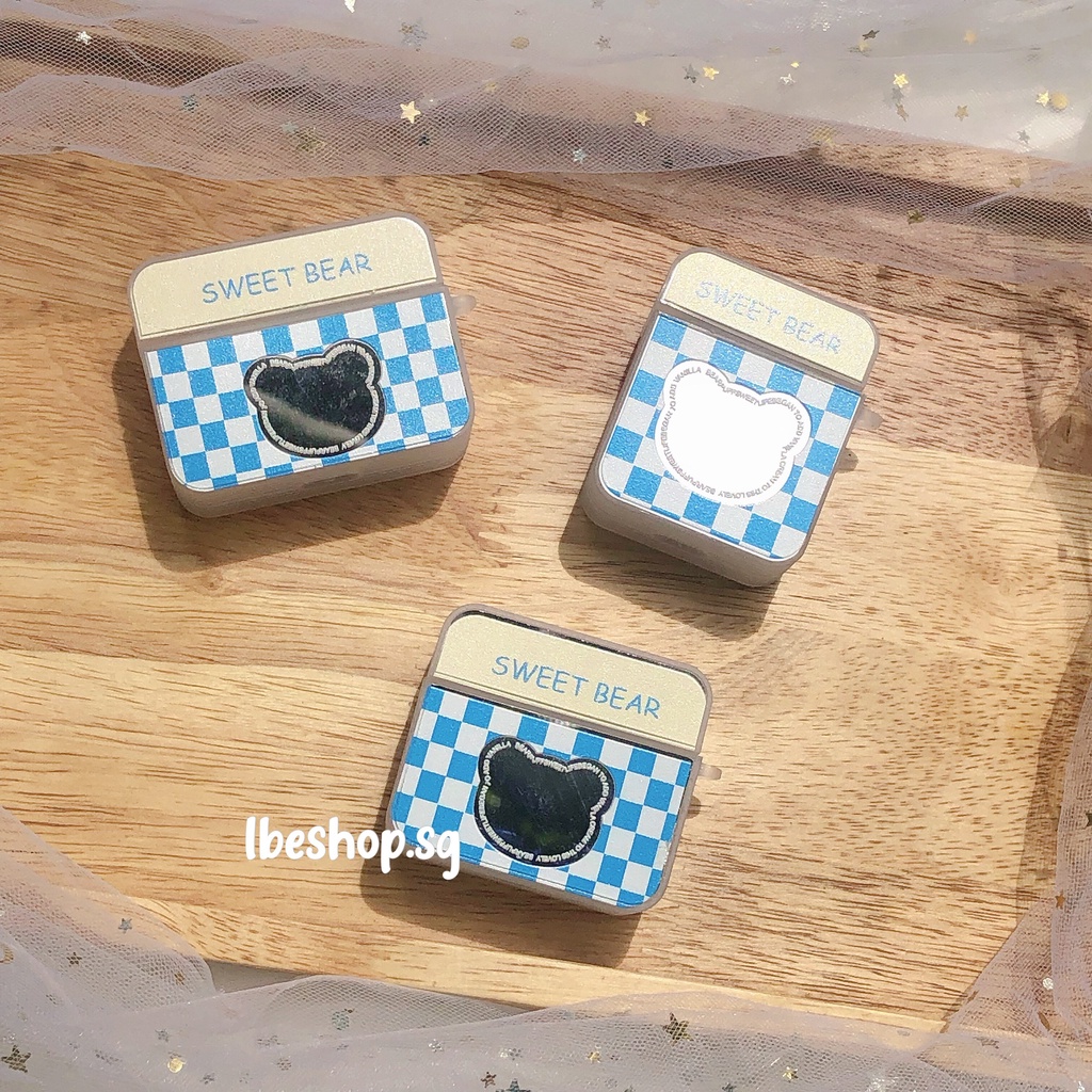 Ốp Bảo Vệ Tai Nghe Case Airpods 1 2 3 Pro Hình Sweet Bear Có Gương Chất Liệu TPU Dễ Thương