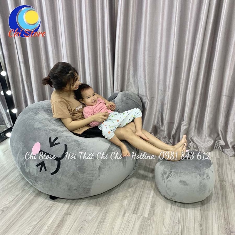 Ghế Lười Hạt Xốp Dáng Quả Lê SIZE LỚN 120.90cm Hình Thú Kèm Hạt Xốp