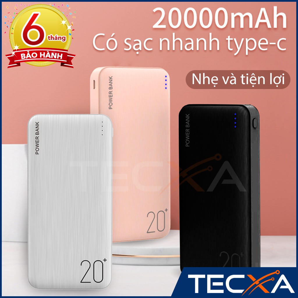 Sạc dự phòng 20000 mAh 2 cổng USB Sạc nhanh, nhỏ gọn tiện lợi