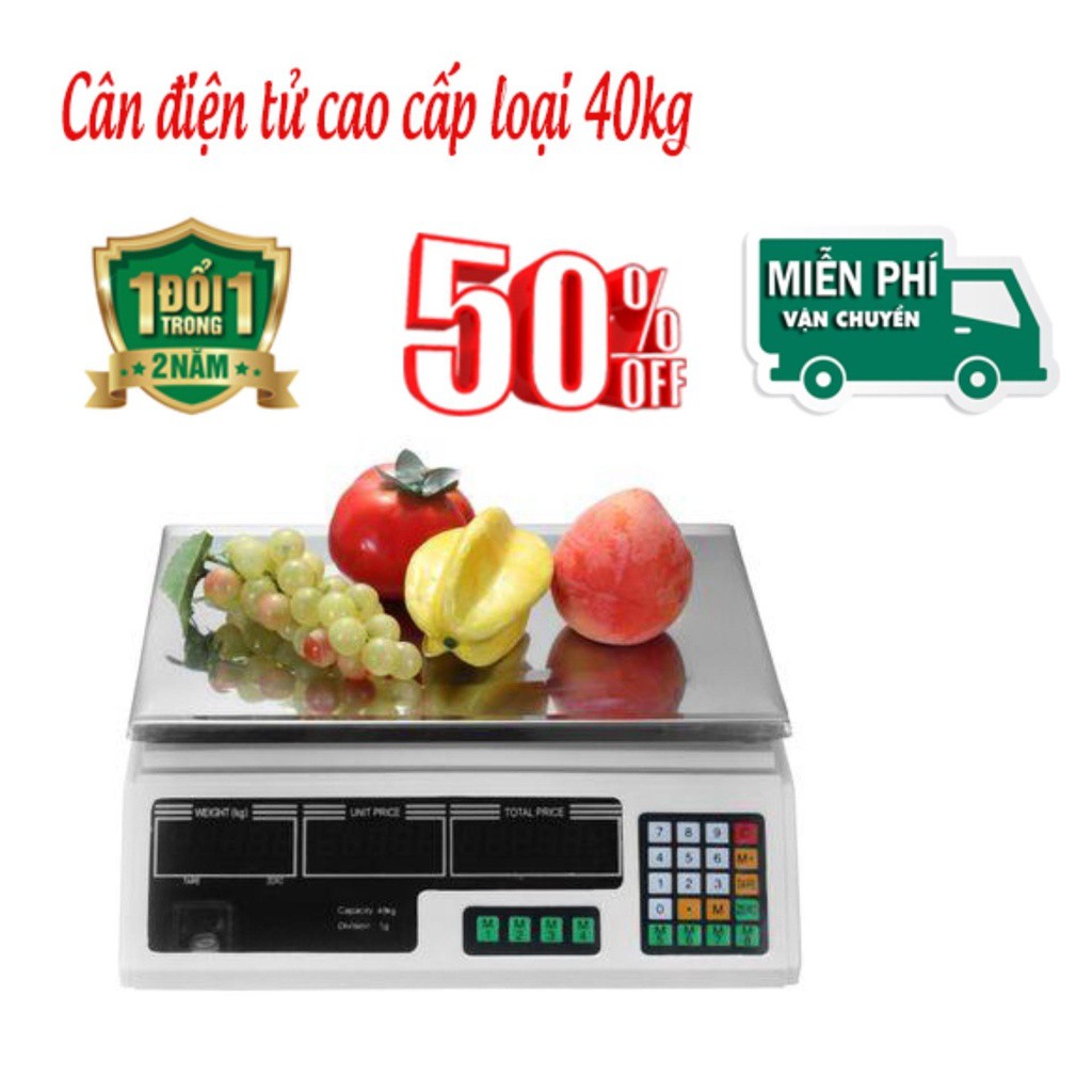 Cân điện tử tính tiền, LED to sáng, 2 mặt chính xác, có thể điều chỉnh, acquy dùng 7 ngày - bảo hành 24 tháng