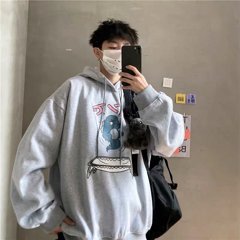 Áo hoodie tay dài in họa tiết quái vật hoạt hình đáng yêu size M-3XL cho nam | BigBuy360 - bigbuy360.vn