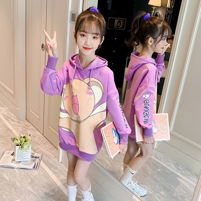 Áo hoodie họa tiết hoạt hình phong cách Hàn Quốc thời trang xuân thu sành điệu cho bé gái 2021