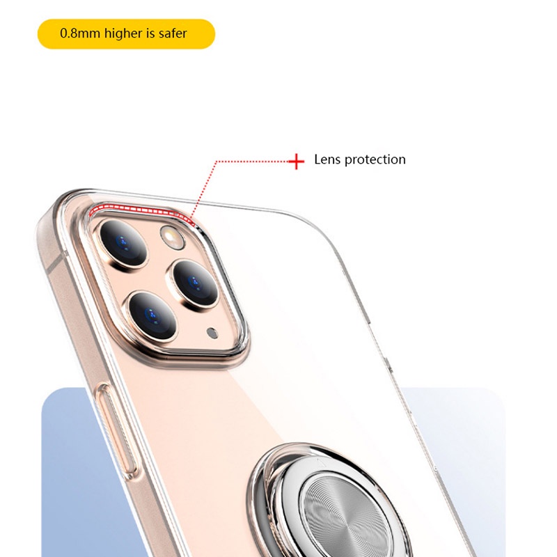 Ốp điện thoại trong suốt chống sốc có vòng đỡ nam châm cho iPhone 13 12 11 Pro XS Max XR X SE 2020 8 7 Plus 13 Mini