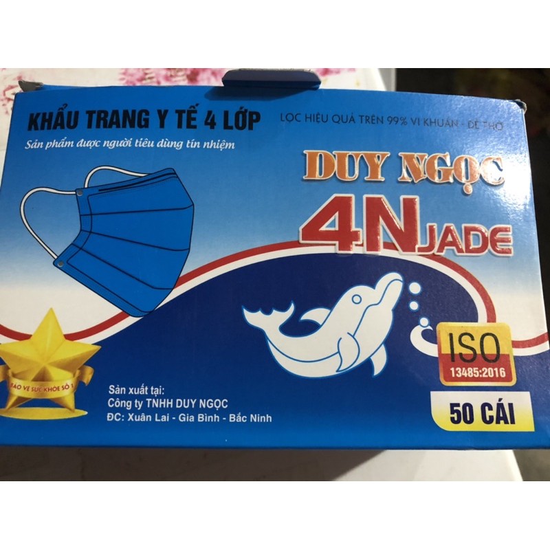 Khẩu trang y tế 4 lớp kháng khuẩn duy ngọc hộp 50 cái