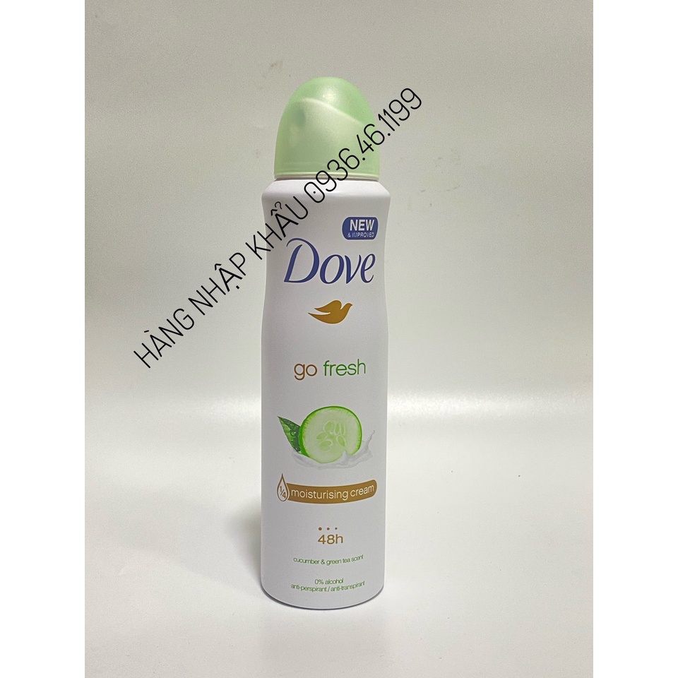 (USA-Chính Hãng)Xịt Khử Mùi Dove Go Fresh Nữ 150ml 48h