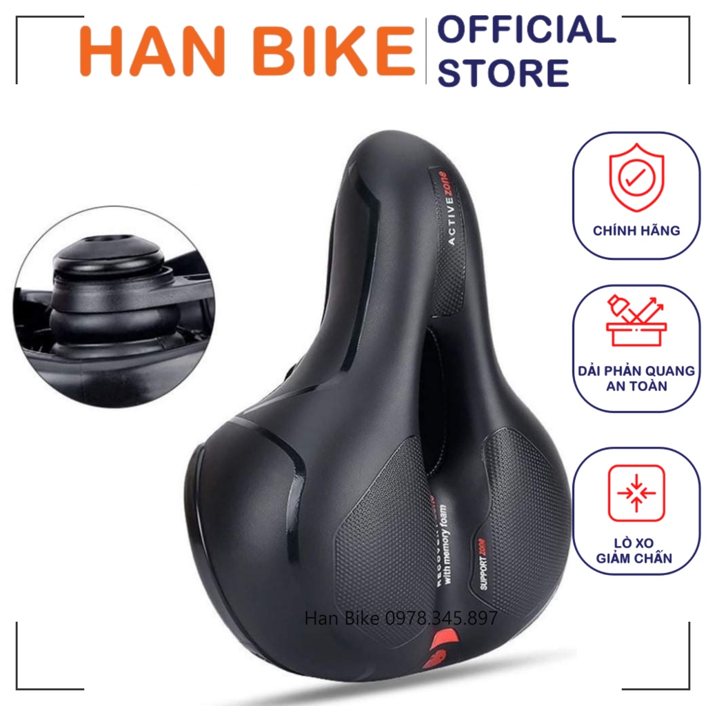 Yên Xe Đạp Thể Thao Địa Hình Siêu Êm Thoáng Khí Có Dải Phản Quang Sau Yên Cao Cấp