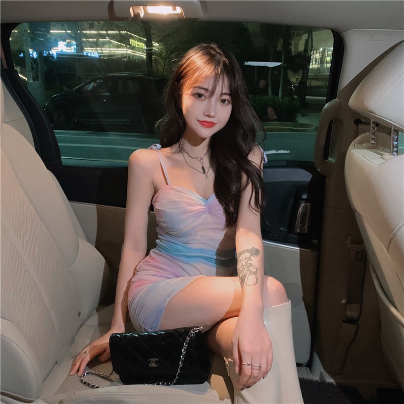 Váy 2 dây nữ ôm phối nhiều màu cúp ngực