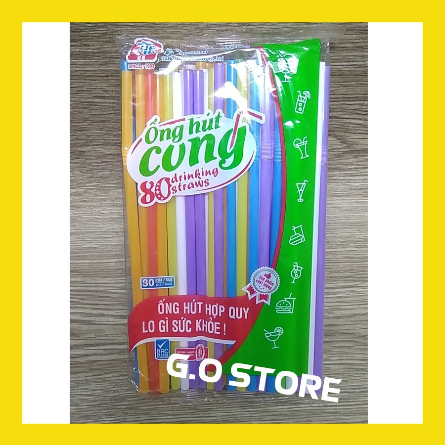 Ống Hút Nhựa Màu Sử Dụng 1 Lần, Đầu cong, Dễ sử dụng