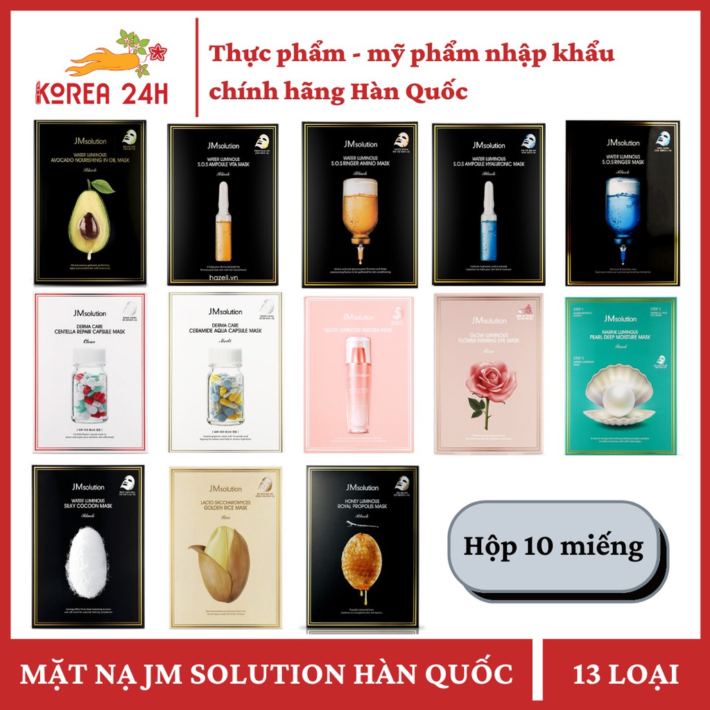 Mặt nạ JM solution Hàn Quốc (13 loại- hộp 10 miếng)