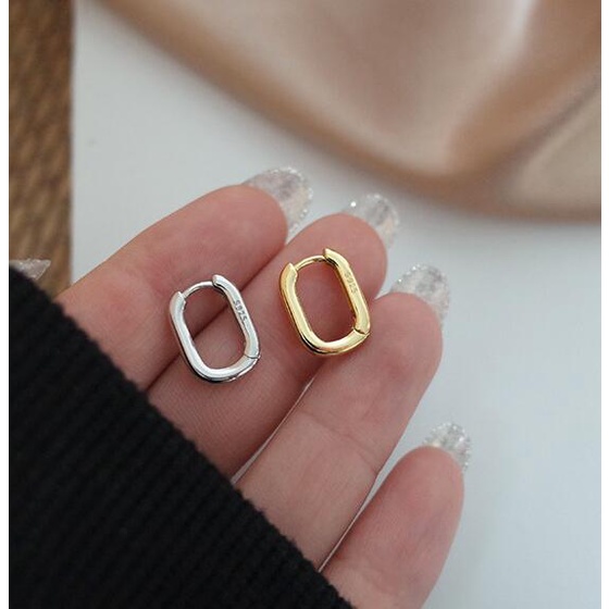 Khuyên Tai Kim Loại Mạ Vàng Hình Vuông Phong Cách Retro