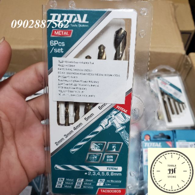 2-8mm Bộ mũi khoan kim loại HSS 6 chi tiết Total TACSD0605