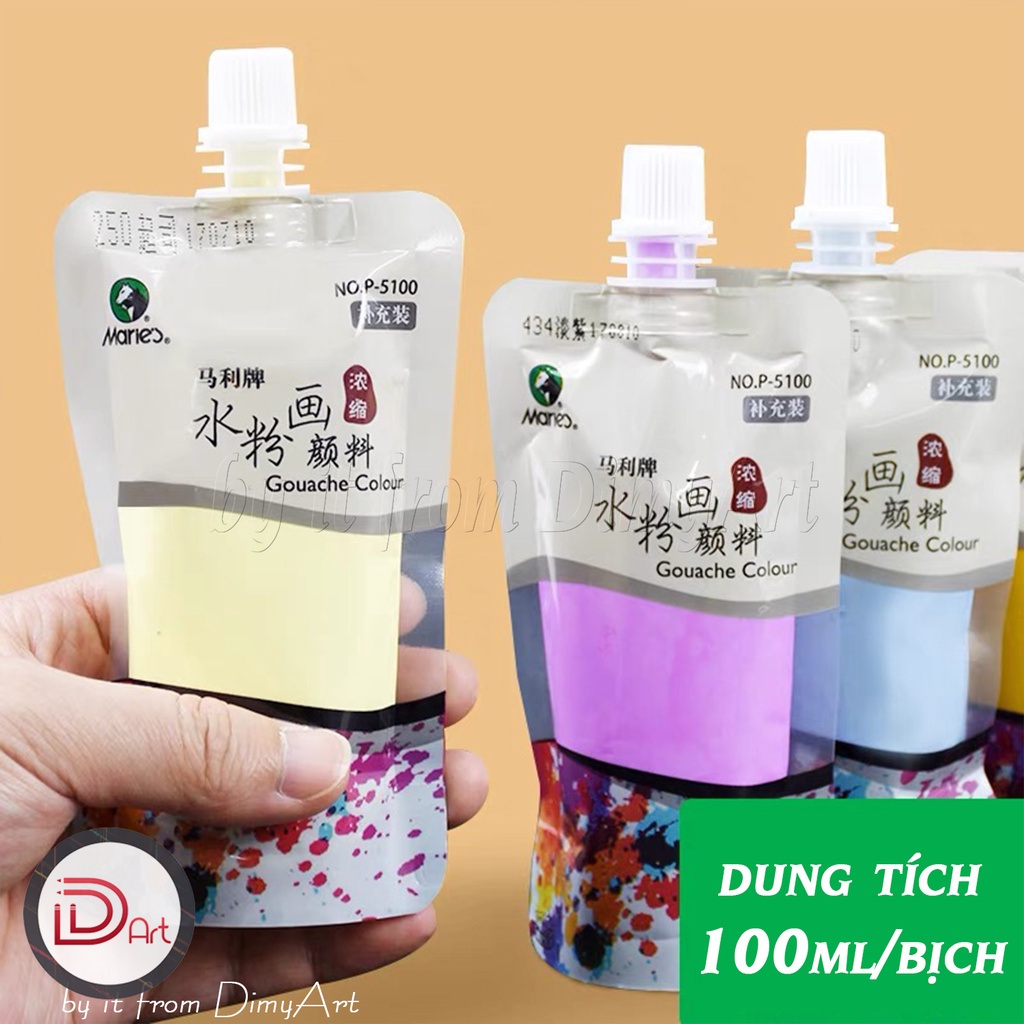 Màu nước Gouache MARIE's dạng bịch cao cấp