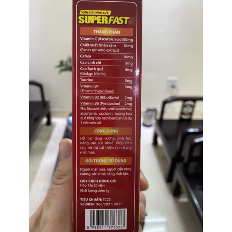 Sủi tăng lực (hương vị bò húc) - Super Fast - Tuýp 20 viên | BigBuy360 - bigbuy360.vn