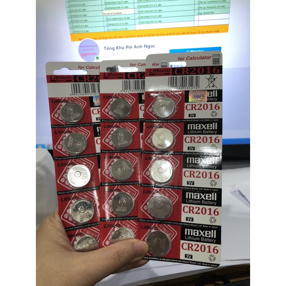 Pin CR2016 Chính Hãng Maxell Lithium 3v - Pin Remote Smartkey Ô tô Xe Máy Đồng Hồ Thiết Bị Các Loại