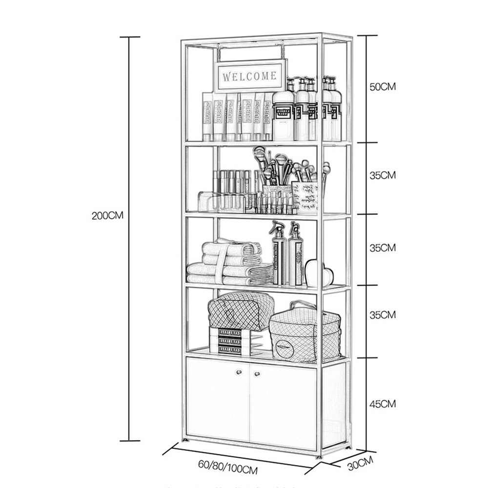 Kệ trưng bày trang trí, để sách IBIE AK017 mặt gỗ, khung sắt sơn tĩnh điện, tùy chọn kích thước, màu sắc, gia công tỉ mỉ