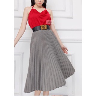 CHÂN VÁY XẾP LY caro đen Olioli Fashion