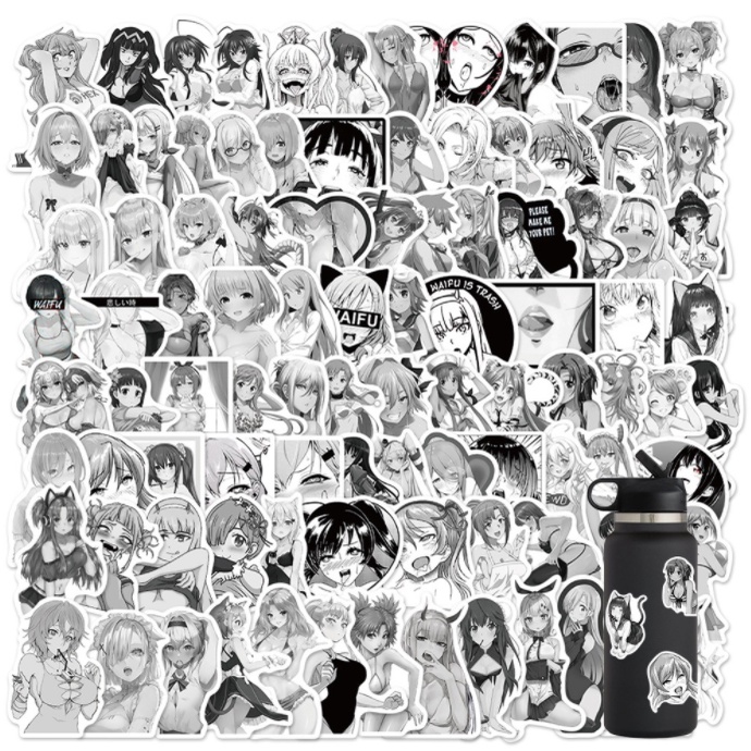 Combo Sticker SEXY GIRL TRẮNG ĐEN nhựa PVC không thấm nước, dán nón bảo hiểm, laptop, điện thoại, Vali, xe