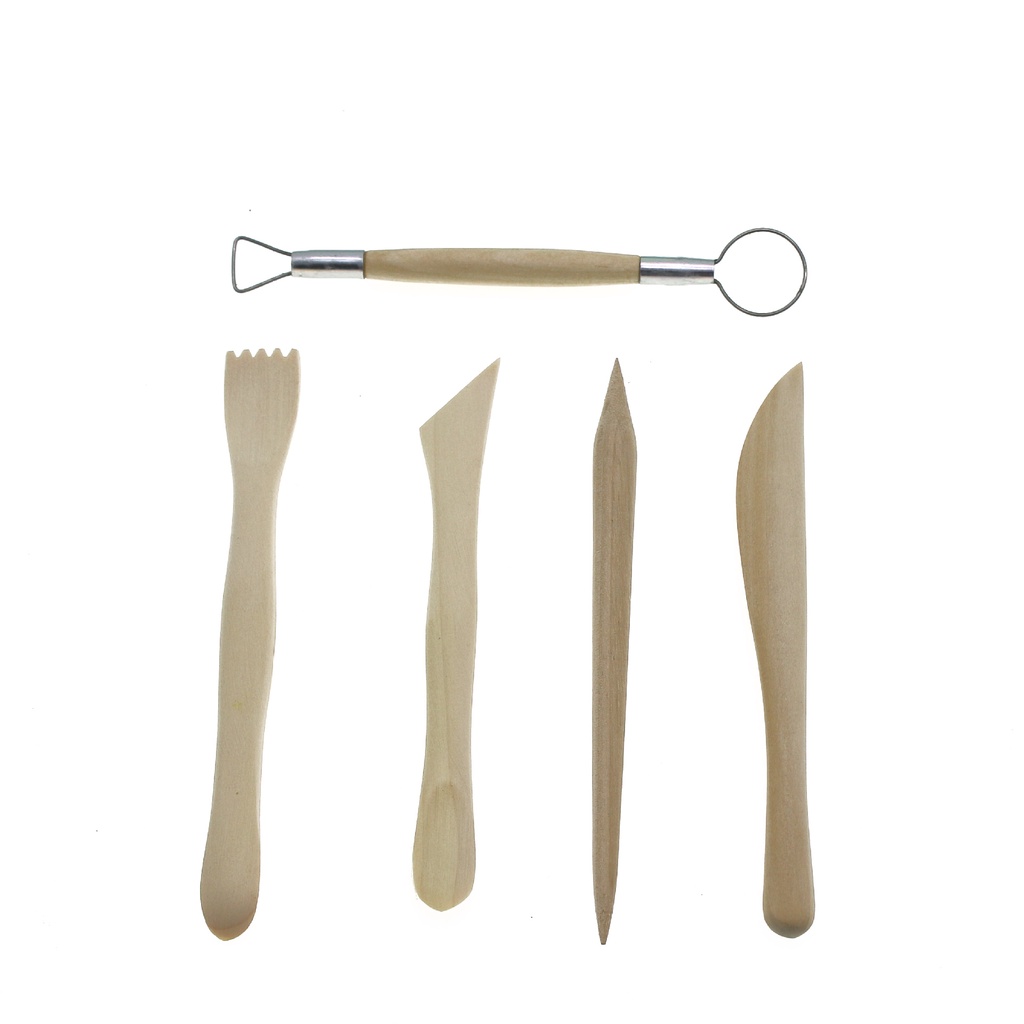 Bộ 5 dụng cụ điêu khắc đất sét bằng gỗ