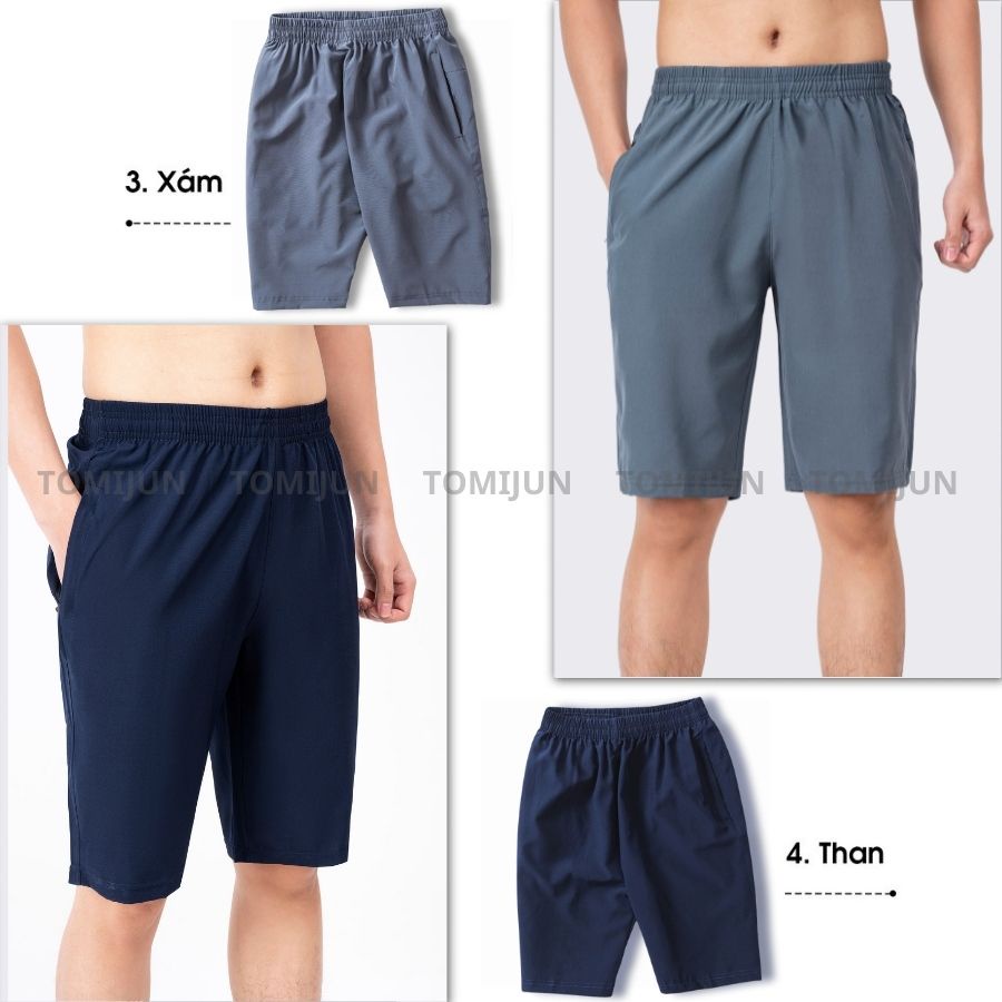 Quần short nam dù TOMIJUN Quần đùi nam thể thao, vải dù gió co giãn, mềm mịn, siêu nhẹ, dáng thể thao