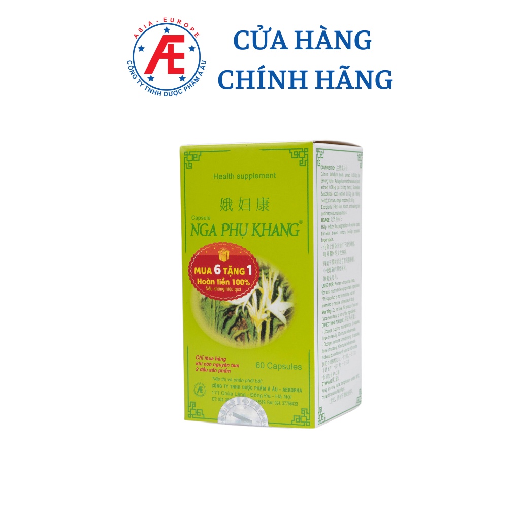 Nga Phụ Khang hộp 60 viên hỗ trợ giảm kích thước u xơ tử cung u nang buồng trứng DƯỢC PHẨM Á ÂU