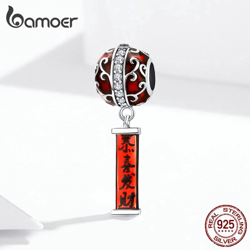 Mặt Trang Trí Bamoer Bằng Bạc 925 Hình Lồng Đèn Để Làm Cho Vòng Đeo Tay Tiện Dụng BSC134