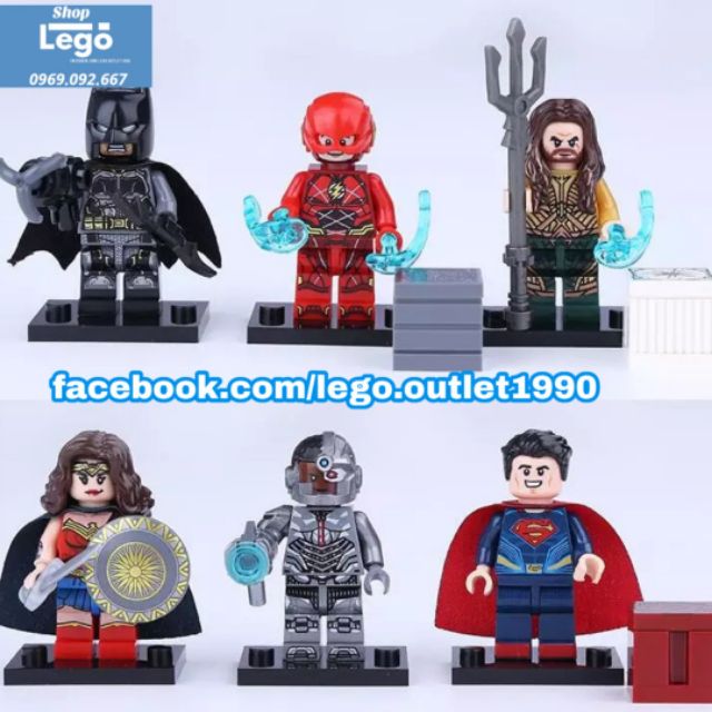 Xếp hình Jutice League Bathero - Flash - Aquaman - Wonder Woman - Cyborg - Superman Lego Minifigures Decool 0282 0287