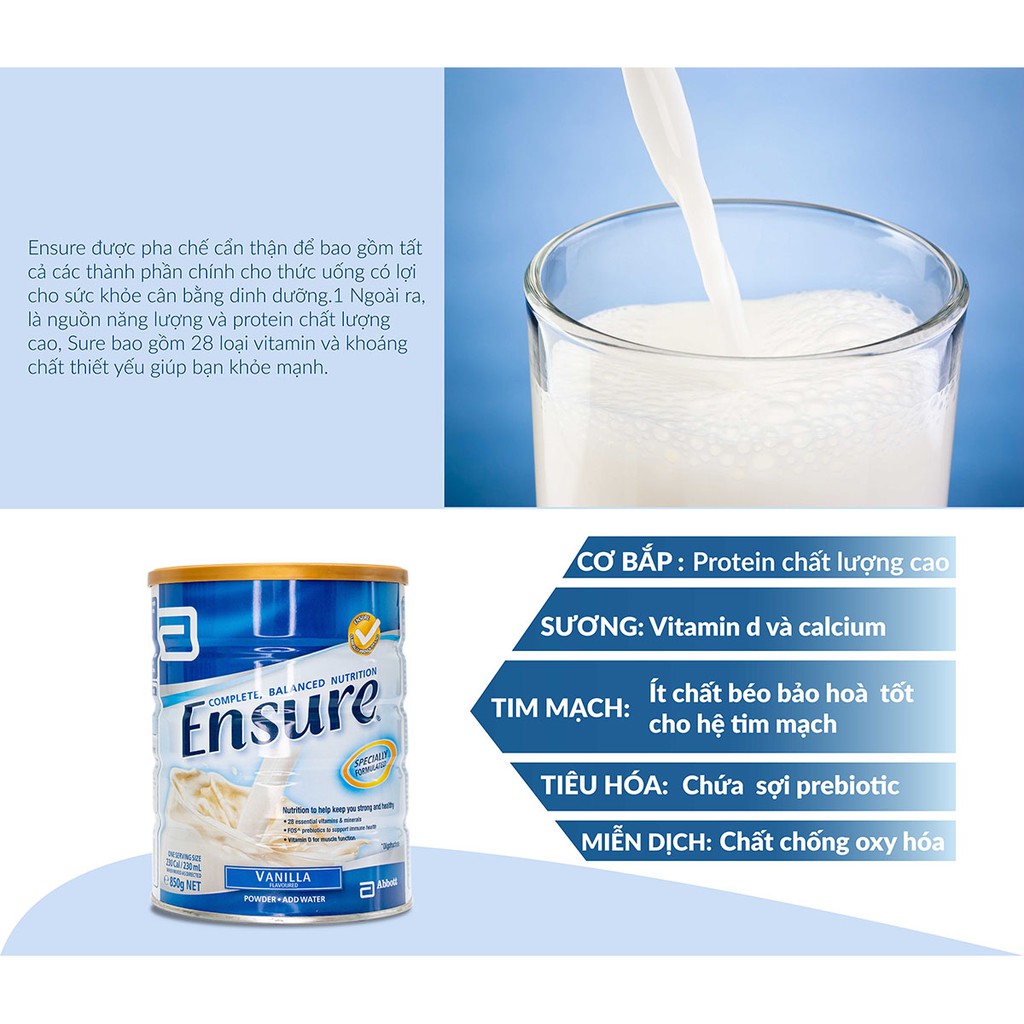 Sữa Ensure Úc 850 gram Date Tháng 10/2023
