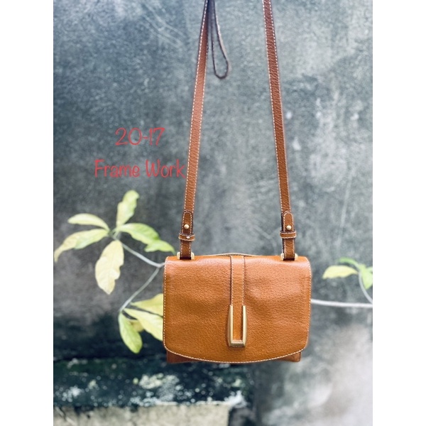 SALE- túi si da thật tông màu cam