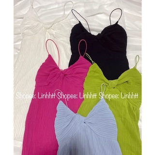 Linh Htt Đầm 2 dây dập ly xoắn ngực ulzzang váy 2 dây maxi sang trọng