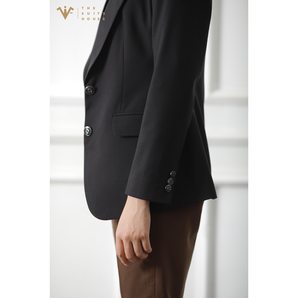 Bộ Vest Nữ Cổ Điển THE SUITS HOUSE - Phối Đen Nâu 2 Túi 2 Khuy