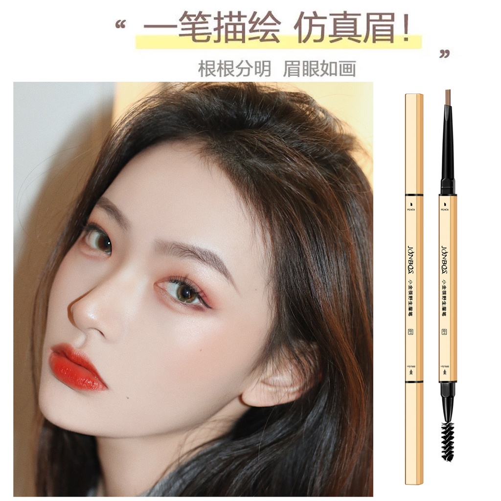 ♕Bút Chì Kẻ Lông Mày JONBOS Hai Đầu Màu Vàng Đồng Lâu Trôi Chống Thấm Nước NO.J002