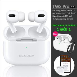 Tai nghe không dây, tai nghe bluetooth Sendem TWS PRO kết nối nhạy, tặng kèm case và móc khóa bảo hành 1 năm TWS PRO168