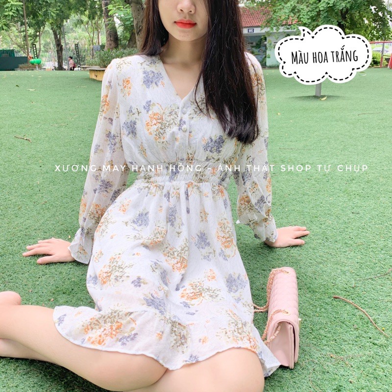 Váy dài tay đuôi cá tiểu thư cực xinh ảnh video thật - Xưởng may hạnh hồng