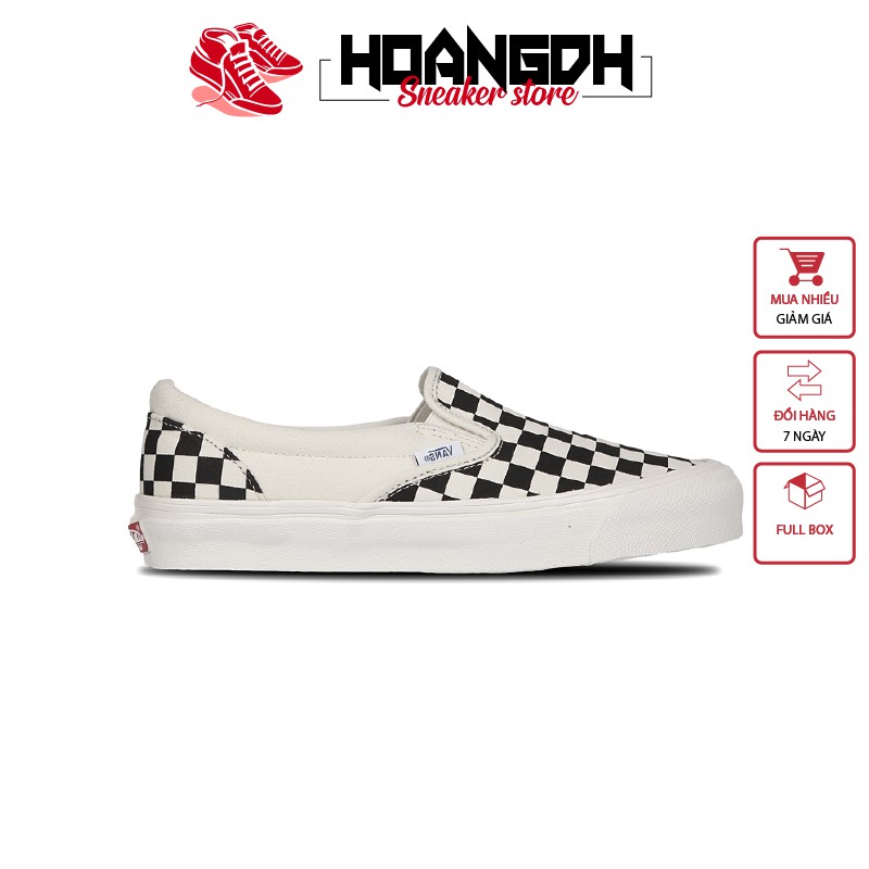Giày thể thao Sneaker nam nữ lười slip on caro Vault đen trắng không dây giá rẻ cực đẹp Hàn Quốc hàng chính hãng cao cấp | BigBuy360 - bigbuy360.vn