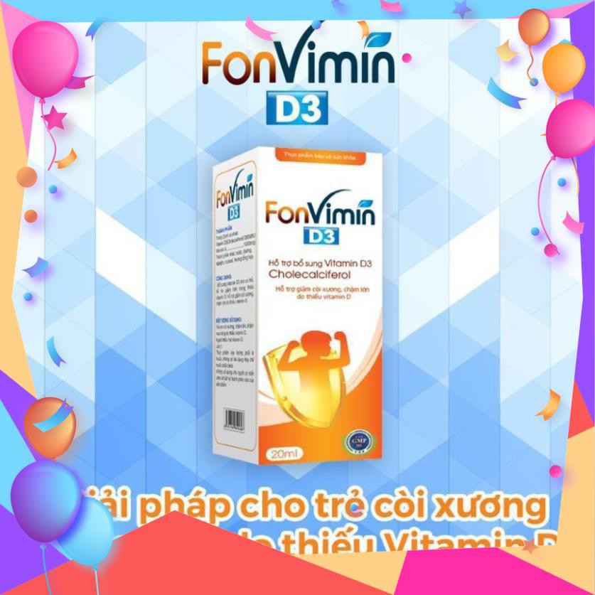 BỔ SUNG VITAMIN D3 CHO BÉ, DỄ HẤP THỤ GIẢM CÒI XƯƠNG - Fonvimin D3 - 20ml