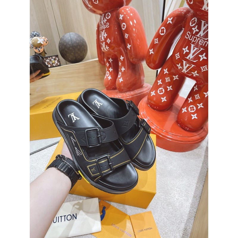 Dép da thật cao cấp LV Louis Vuitton