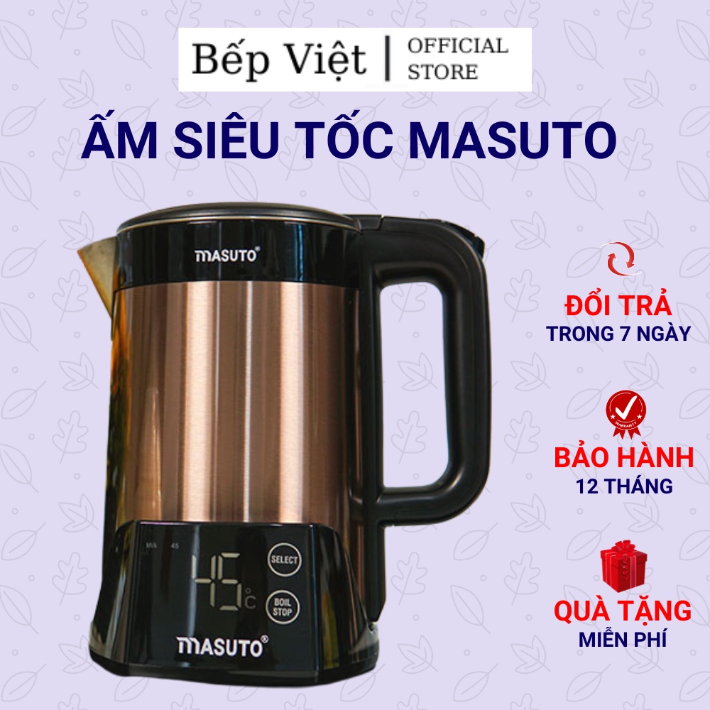 Bình ấm siêu tốc điện Masuto 1,5L giữ nhiệt tự động 2 lớp chống bỏng