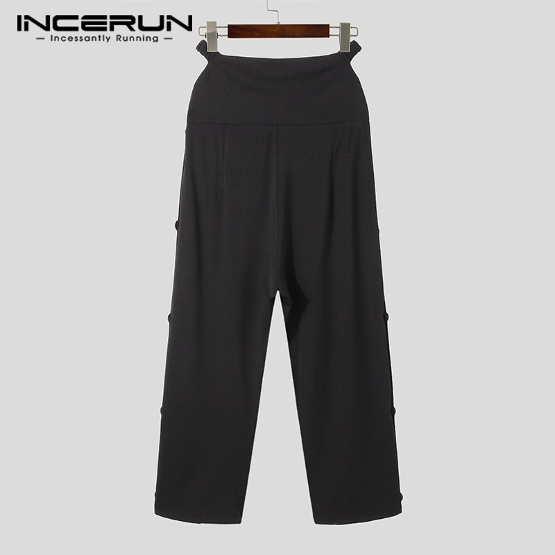 Incerun Quần Baggy Dài Xẻ Tà Bên Hông Cổ Điển 3 Màu Thời Trang Cho Nam