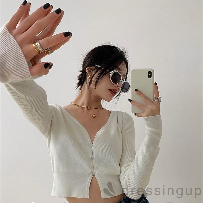 Áo Lửng Tay Dài Màu Trơn Cá Tính Cho Nữ | BigBuy360 - bigbuy360.vn