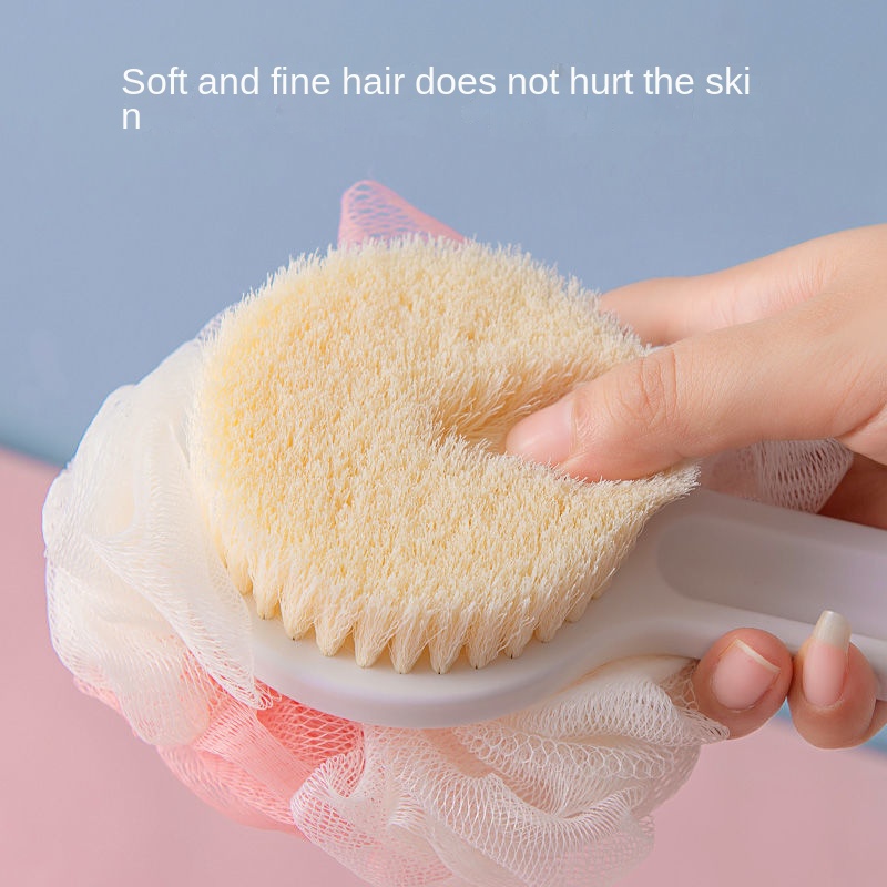 Bàn Chải Tắm Hai Mặt Lông Mềm Tay Cầm Dài Dùng Khi Tắm