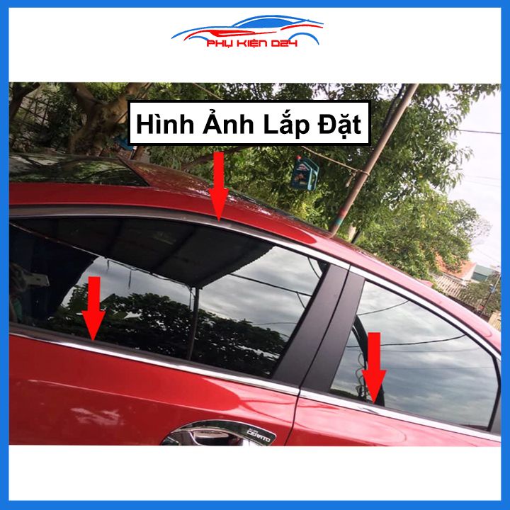 Bộ nẹp viền chân kính cong kính Kia Cerato 2019-2023 Inox sáng bóng chuẩn form xe