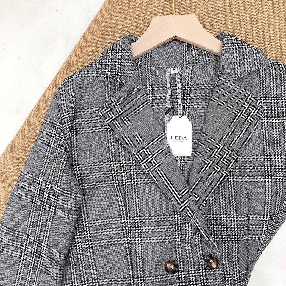 Áo Khoác Vest Caro Xám - leda | BigBuy360 - bigbuy360.vn